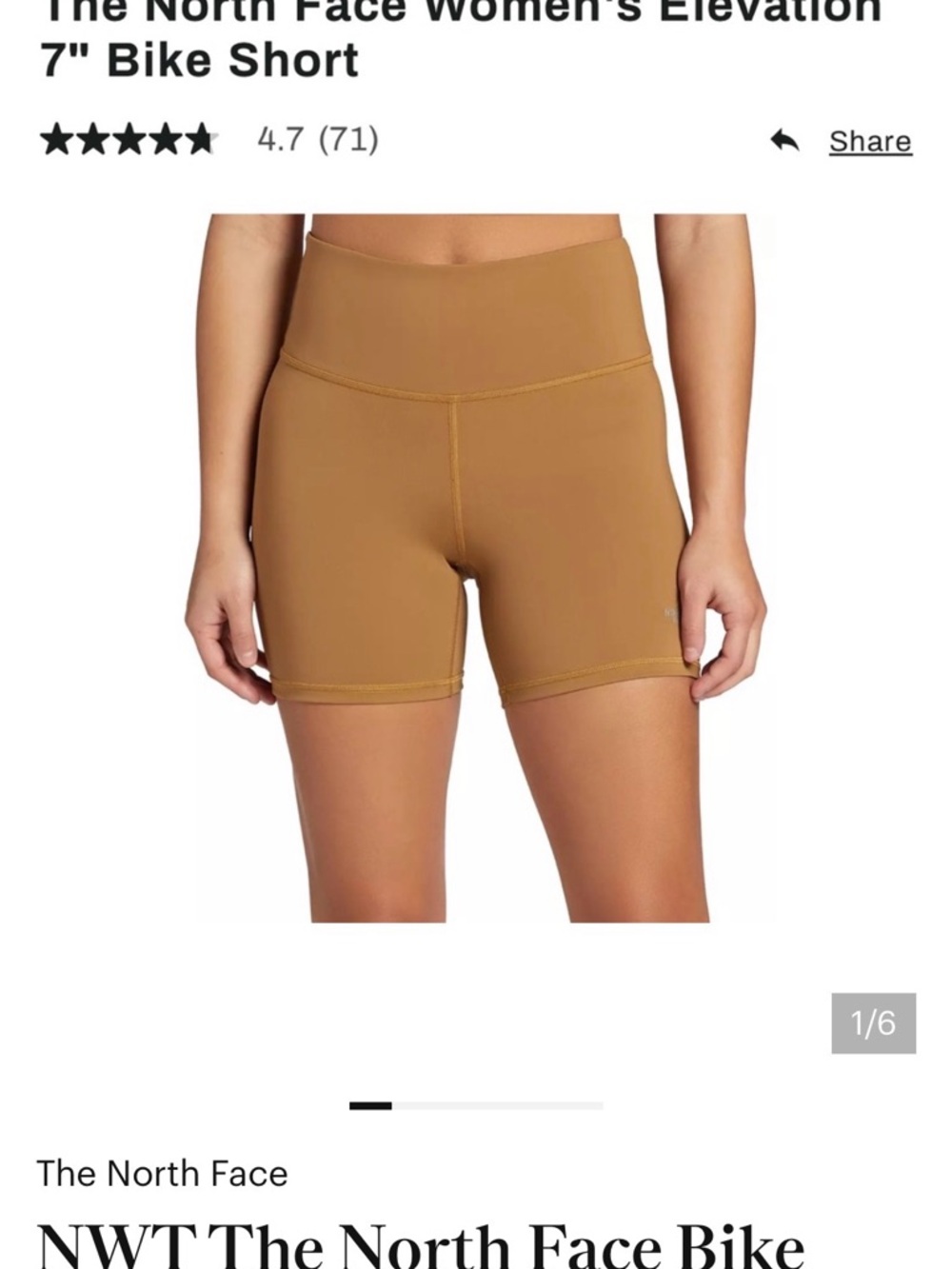 The North Face Women's Bike Shorts — Caramel Brown High-Rise
